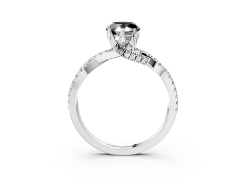 White gold Fancy Black Pear Cut Solitaire Twist Pave Diamond Engagement Ring with Prong Setting_14