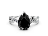 White gold Fancy Black Pear Cut Solitaire Twist Pave Diamond Engagement Ring with Prong Setting_23