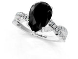 White gold Fancy Black Pear Cut Solitaire Twist Pave Diamond Engagement Ring with Prong Setting_24