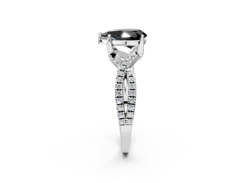 White gold Fancy Black Pear Cut Solitaire Twist Pave Diamond Engagement Ring with Prong Setting_26