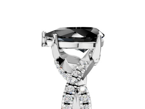 White gold Fancy Black Pear Cut Solitaire Twist Pave Diamond Engagement Ring with Prong Setting_41