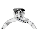 White gold Fancy Black Pear Cut Solitaire Twist Pave Diamond Engagement Ring with Prong Setting_4