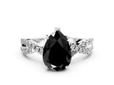 White gold Fancy Black Pear Cut Solitaire Twist Pave Diamond Engagement Ring with Prong Setting_6