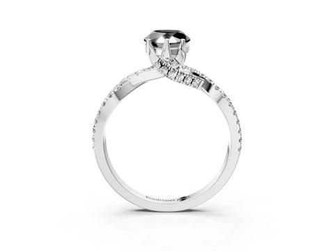 White gold Fancy Black Pear Cut Solitaire Twist Pave Diamond Engagement Ring with Prong Setting_75