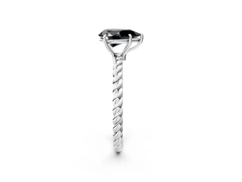 White gold Fancy Black Pear Cut Solitaire Twisted Band 4-Prong Ring_26