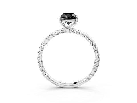 White gold Fancy Black Pear Cut Solitaire Twisted Band 4-Prong Ring_27