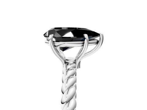 White gold Fancy Black Pear Cut Solitaire Twisted Band 4-Prong Ring_29