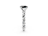 White gold Fancy Black Pear Cut Solitaire Twisted Band with Pavé Accents and Four-Prong Setting_2