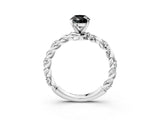 White gold Fancy Black Pear Cut Solitaire Twisted Band with Pavé Accents and Four-Prong Setting_3