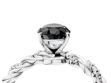 White gold Fancy Black Pear Cut Solitaire Twisted Band with Pavé Accents and Four-Prong Setting_4