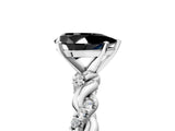 White gold Fancy Black Pear Cut Solitaire Twisted Band with Pavé Accents and Four-Prong Setting_5