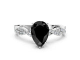 White gold Fancy Black Pear Cut Solitaire Twisted Pave Band with Four-Prong Setting_15