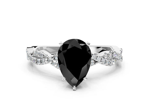 White gold Fancy Black Pear Cut Solitaire Twisted Pave Band with Four-Prong Setting_15