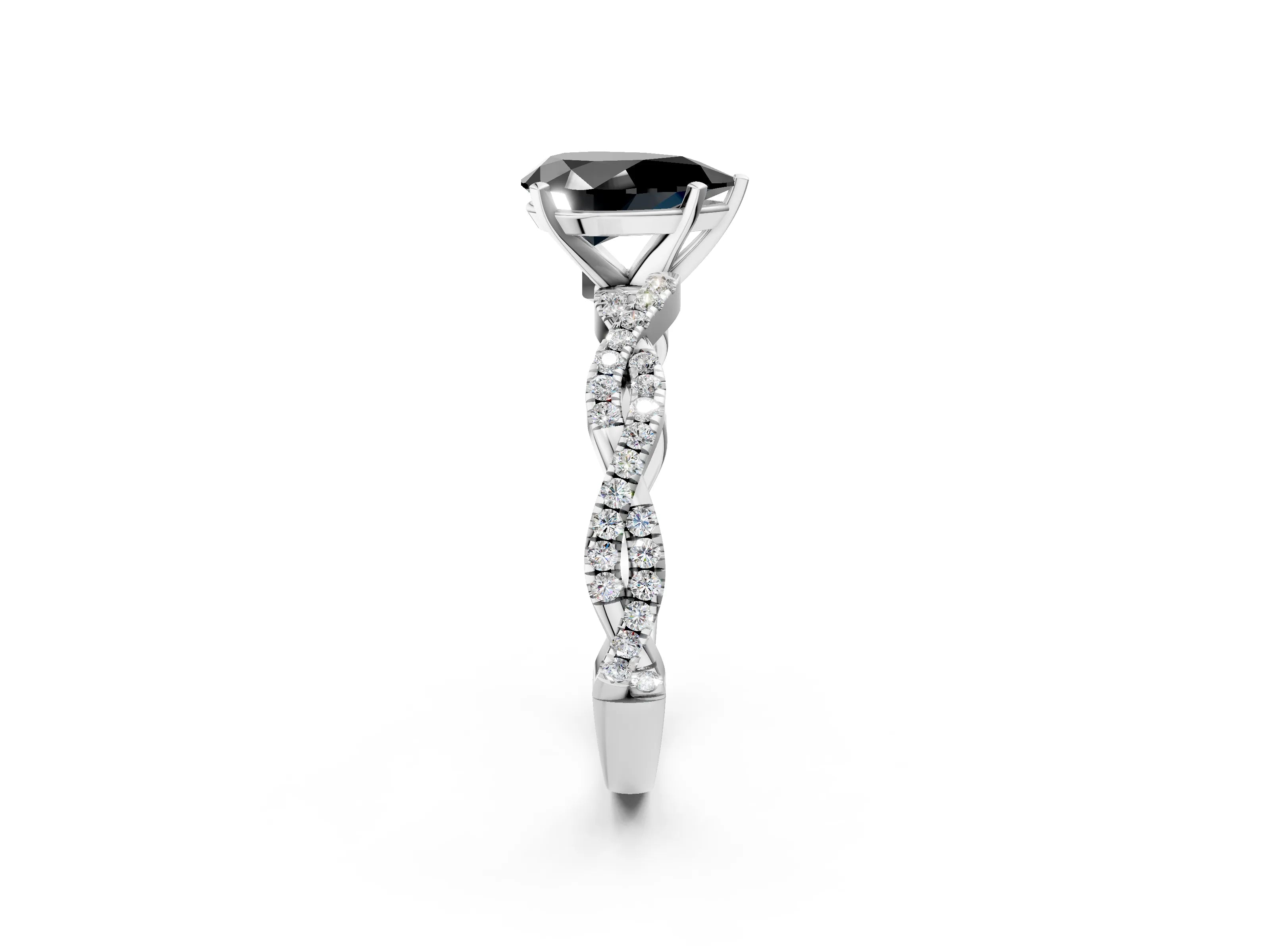 White gold Fancy Black Pear Cut Solitaire Twisted Pave Band with Four-Prong Setting_17