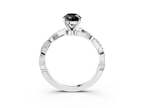 White gold Fancy Black Pear Cut Solitaire Twisted Pave Band with Four-Prong Setting_18