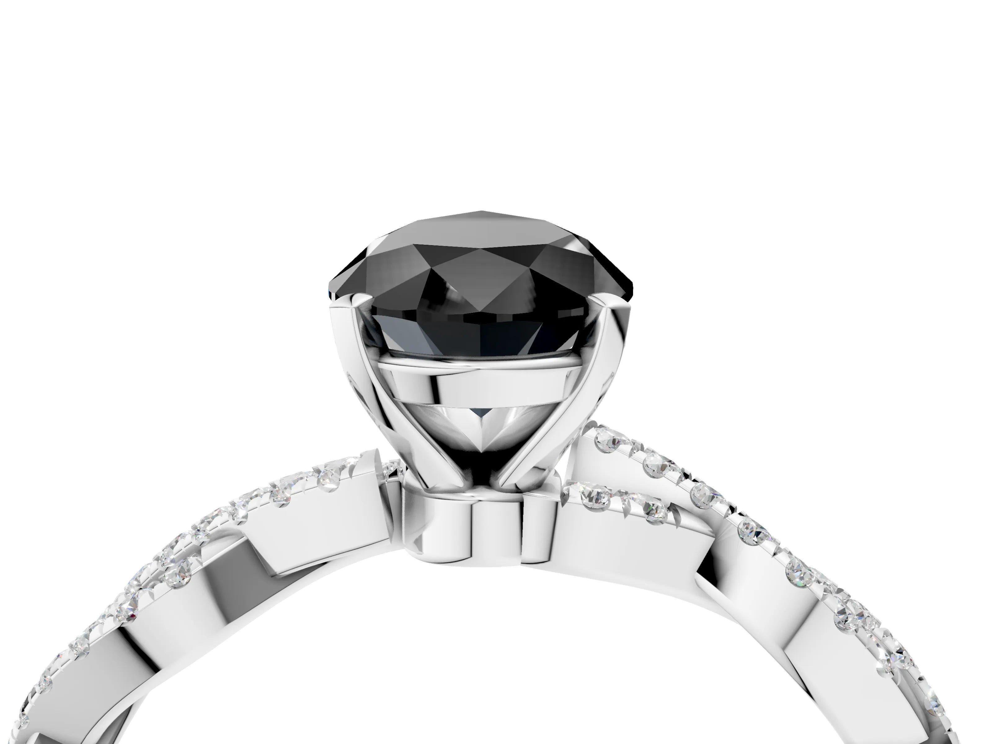White gold Fancy Black Pear Cut Solitaire Twisted Pave Band with Four-Prong Setting_19