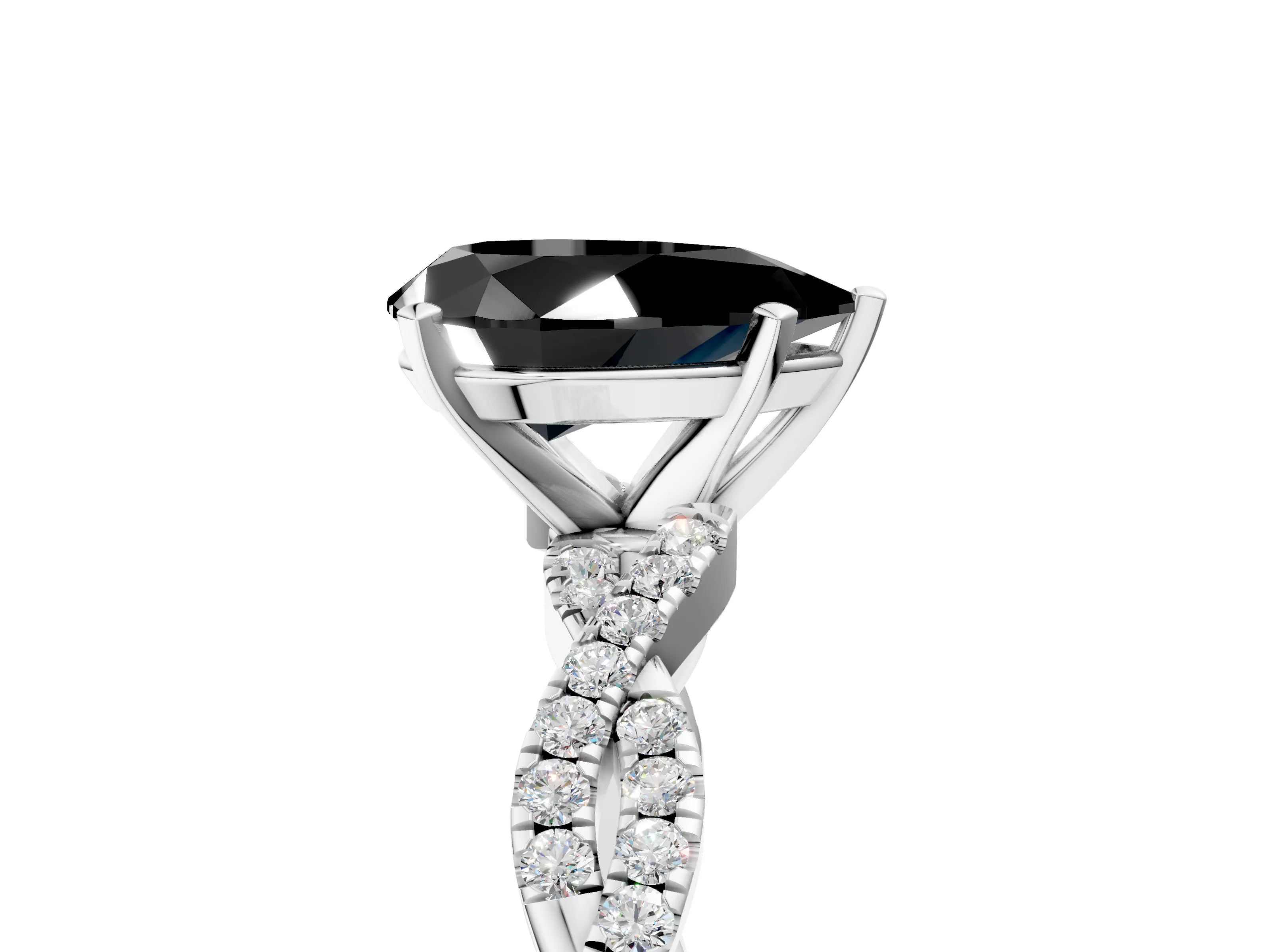 White gold Fancy Black Pear Cut Solitaire Twisted Pave Band with Four-Prong Setting_20