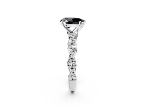 White gold Fancy Black Pear Cut Solitaire Twisted Pave Band with Four-Prong Setting_5