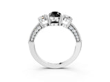 White gold Fancy Black Pear Cut Three-Stone Diamond Ring with Pavé Band and Four-Prong Setting_15