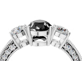 White gold Fancy Black Pear Cut Three-Stone Diamond Ring with Pavé Band and Four-Prong Setting_16