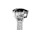 White gold Fancy Black Pear Cut Three-Stone Diamond Ring with Pavé Band and Four-Prong Setting_17
