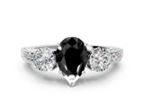 White gold Fancy Black Pear Cut Three-Stone Diamond Ring with Pavé Band and Four-Prong Setting_22