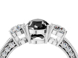 White gold Fancy Black Pear Cut Three-Stone Diamond Ring with Pavé Band and Four-Prong Setting_28