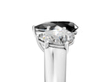 White gold Fancy Black Pear Cut Three-Stone Diamond Ring with Prong Setting on a Classic Band_11