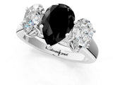 White gold Fancy Black Pear Cut Three-Stone Diamond Ring with Prong Setting on a Classic Band_13