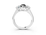 White gold Fancy Black Pear Cut Three-Stone Diamond Ring with Prong Setting on a Classic Band_15