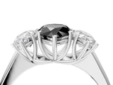 White gold Fancy Black Pear Cut Three-Stone Diamond Ring with Prong Setting on a Classic Band_16