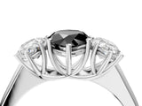 White gold Fancy Black Pear Cut Three-Stone Diamond Ring with Prong Setting on a Classic Band_16