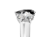 White gold Fancy Black Pear Cut Three-Stone Diamond Ring with Prong Setting on a Classic Band_17
