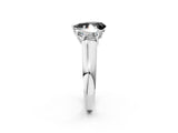 White gold Fancy Black Pear Cut Three-Stone Diamond Ring with Prong Setting on a Classic Band_8