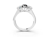 White gold Fancy Black Pear Cut Three-Stone Diamond Ring with Prong Setting on a Classic Band_9