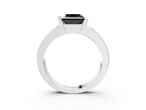 White gold Fancy Black Princess Cut Brilliant Channel-Set Diamond Ring with Bezel Prong Setting_15