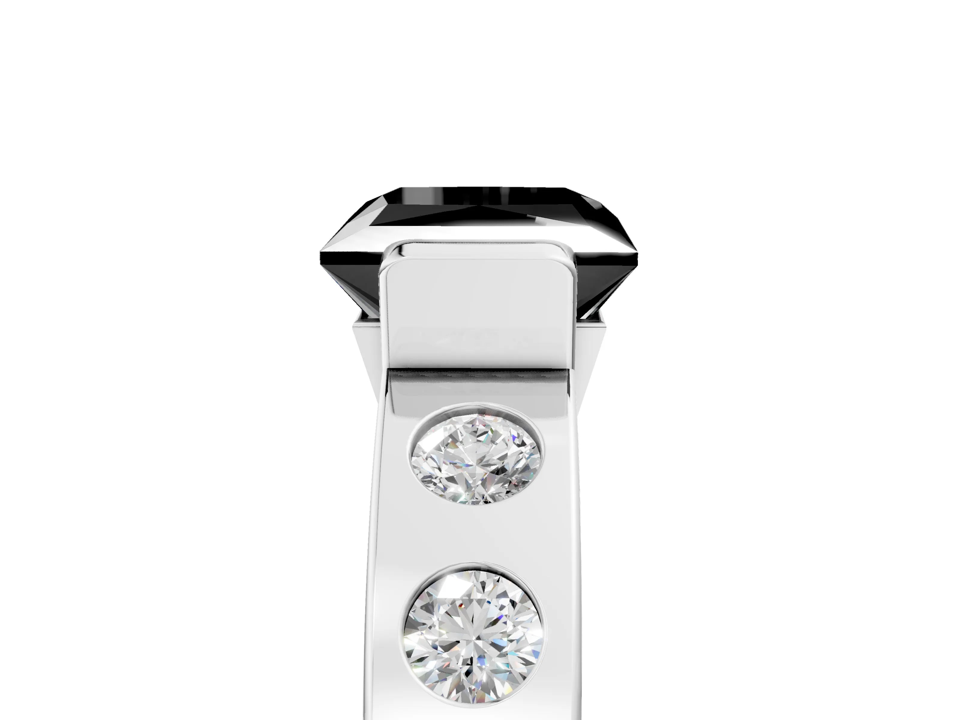 White gold Fancy Black Princess Cut Brilliant Channel-Set Diamond Ring with Bezel Prong Setting_17