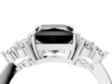 White gold Fancy Black Princess Cut Brilliant Diamond Cluster Accent Solitaire Ring with Prong Setting_16