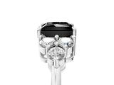 White gold Fancy Black Princess Cut Brilliant Diamond Cluster Accent Solitaire Ring with Prong Setting_17
