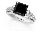 White gold Fancy Black Princess Cut Brilliant Diamond Pavé Band with Six-Prong Setting_13