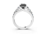 White gold Fancy Black Princess Cut Brilliant Diamond Pavé Band with Six-Prong Setting_15