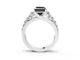White gold Fancy Black Princess Cut Brilliant Diamond Pavé Band with Six-Prong Setting_15