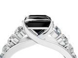 White gold Fancy Black Princess Cut Brilliant Diamond Pavé Band with Six-Prong Setting_16