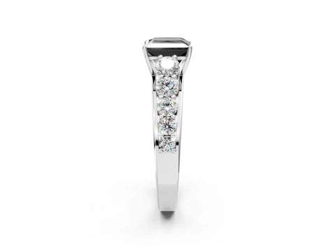 White gold Fancy Black Princess Cut Brilliant Diamond Pavé Band with Six-Prong Setting_2