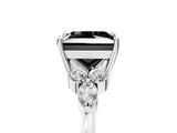 White gold Fancy Black Princess Cut Brilliant Diamond Solitaire Ring with Pear Side Stones and Four-Prong Setting_11