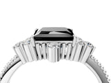White gold Fancy Black Princess Cut Brilliant Diamond with Cluster Setting on a Beaded Band and Four-Prong Setting_16