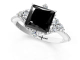 White gold Fancy Black Princess Cut Brilliant Diamond with Cluster Setting on a Beaded Band and Four-Prong Setting_19