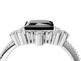 White gold Fancy Black Princess Cut Brilliant Diamond with Cluster Setting on a Beaded Band and Four-Prong Setting_22