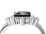 White gold Fancy Black Princess Cut Brilliant Diamond with Cluster Setting on a Beaded Band and Four-Prong Setting_4