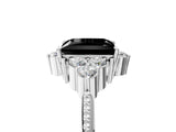 White gold Fancy Black Princess Cut Brilliant Diamond with Cluster Setting on a Beaded Band and Four-Prong Setting_5